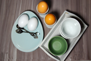 A breakfast table setting