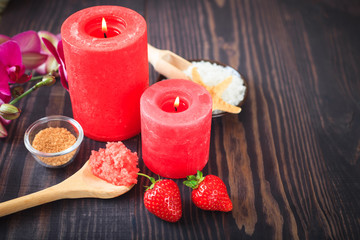 Strawberry body scrub with brown sugar and sea salt