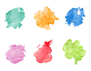 Watercolor spots set. Realistic bright colorful stains.