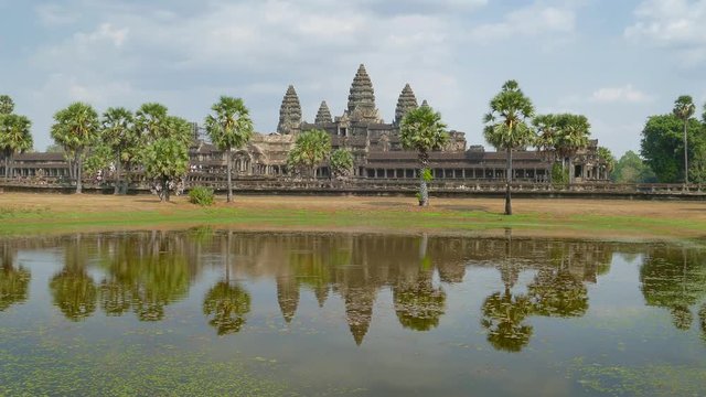 Angkor Wat temple landscape in Siem Reap, Cambodia, 4k
