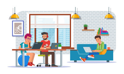 Coworking center concept vector illustration, flat style design