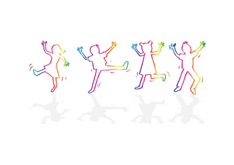 Silhouette happy kids 