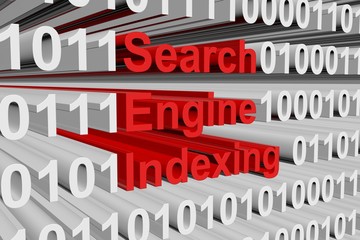 search engine indexing in the form of binary code, 3D illustration