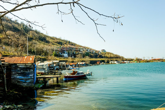 black sea and hiil with marine
