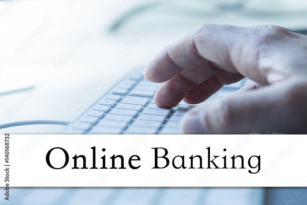 Fototapete concept of online banking. inscription on the bar and the graphics in the background of modern techn