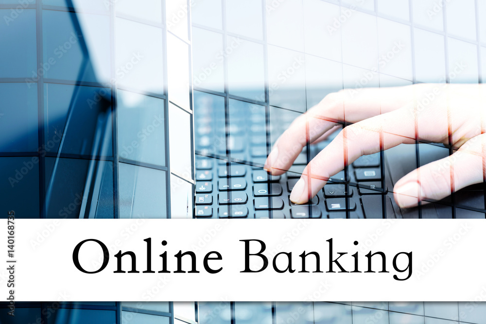 Fototapete concept of online banking. inscription on the bar and the graphics in the background of modern techn