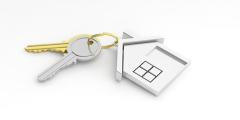 House keys on white background. 3d illustration