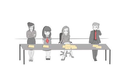 Business team of people working on a project. teamwork. work from idea to realization. vector illustration.