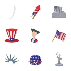 Celebration of independence day USA icons set