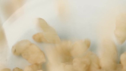 Rice cereal falling in breakfast bowl - Powered by Adobe
