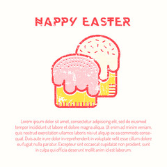 Happy easter Greeting card template with Easter cake