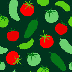 Cute bright seamless texture with tomatoes and cucumbers