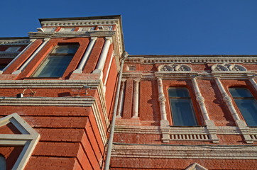Samara, Ru - Nov, 20 2016: The part of facade of Samara Drama Theater named after Maksim Gorky