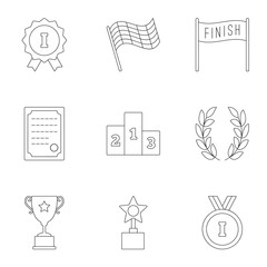 Rewarding icons set, outline style