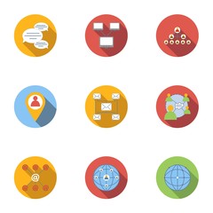 Internet icons set, flat style