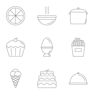 Festive food icons set, outline style