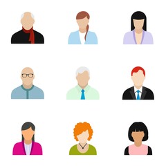 Avatar icons set, flat style
