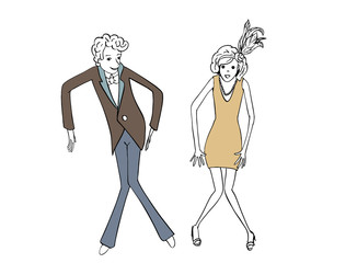 dancing couple vintage illustration