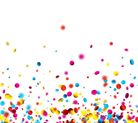 Festive background with colorful confetti.