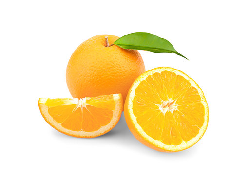 Fresh oranges, isolated on white