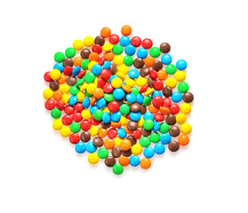 Colorful candies on white background