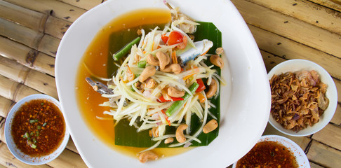 Papaya salad. Traditional spicy Thai food.(Som-Tum)