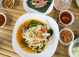 Papaya salad. Traditional spicy Thai food.(Som-Tum)