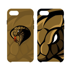 Furious cobra sport vector logo concept smart phone case isolated on white background. 
Premium quality wild snake artwork cell phone cover illustration.