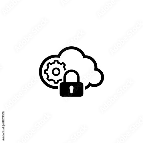 "Secured Cloud Processing Icon. Flat Design." Imagens e vetores de