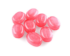 Cough drops on white background