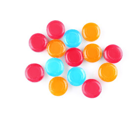 Cough drops on white background