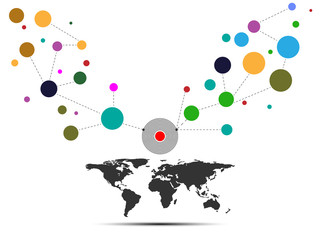 The vector signal communications of the world on white background.