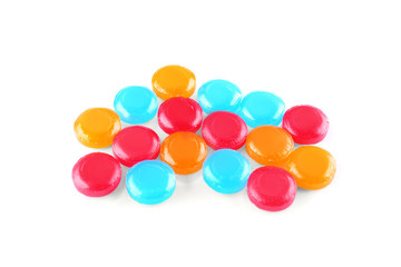 Cough drops on white background
