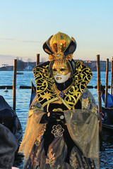 Fototapeta na wymiar Colorful mask from the venice carnival, Venice, Italy, 23.02.2014.
