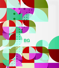 Colorful circles modern abstract composition with text. Geometric background