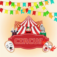 Circus poster, Magic show. For use as logos on cards, in printing, posters, invitations, web design and other purposes.
