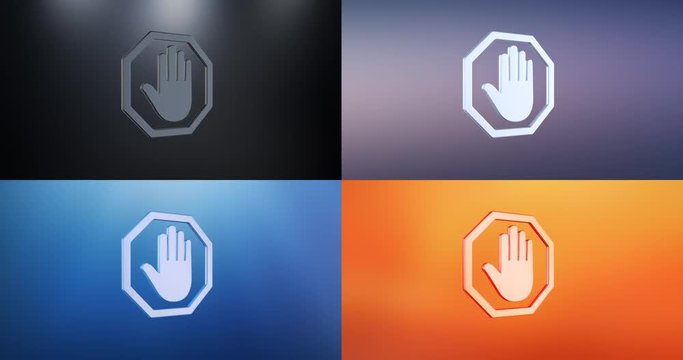 Animated Stop Hand 3d Icon Loop Modules for edit with alpha matte
