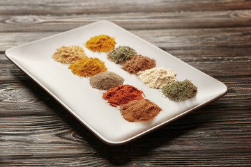 Plate with different spices