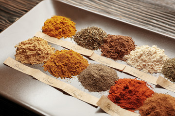 Plate with different spices