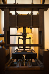Old Traditional Wooden Book Printing Press