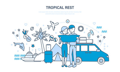 Young family, hold a joint vacation and holidays in summer.