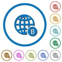 Online Bitcoin payment icons with shadows and outlines