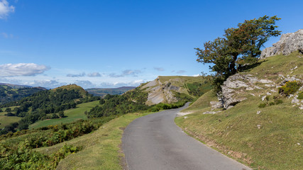 Driving on the Panorama Walk, near Llangollen, Denbighshire, Wales, UK