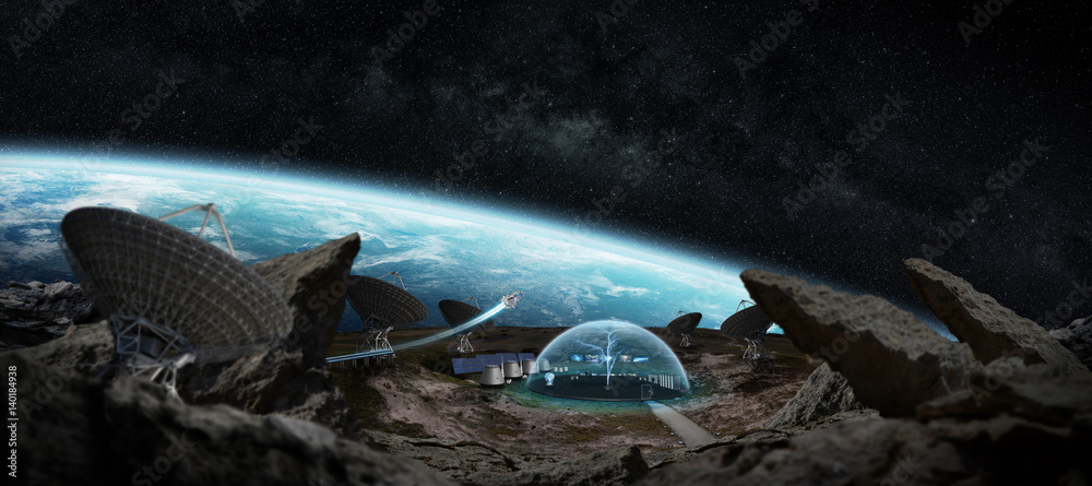 Aufkleber Observatory station in space 3D rendering elements of this image furnished by NASA