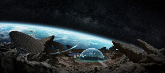 Observatory station in space 3D rendering elements of this image furnished by NASA