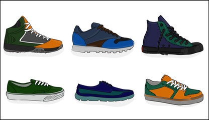 A set of shoes. Sport shoes. eps 8 illustration