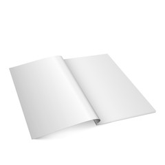 Opened magazine template, vector journal, isolated on white