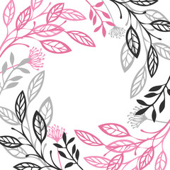 Abstract floral frame Gray and pink color