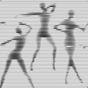 Abstract vector seamless op art pattern with women silhouettes. Monochrome  graphic black and white ornament. Striped repeating texture.