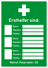 nrs21 NewRescueSign nrs - ks190 Kombi-Schild - Ersthelfer Plakette für verschiedene Berufe - Erste Hilfe - emergency - first aider - Rettungszeichen: grün - DIN A1 A2 A3 A4 Poster XXL - g5104